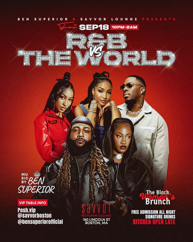 R&B vs. The World, Fri, Sep 18, Savvor Restaurant & Lounge