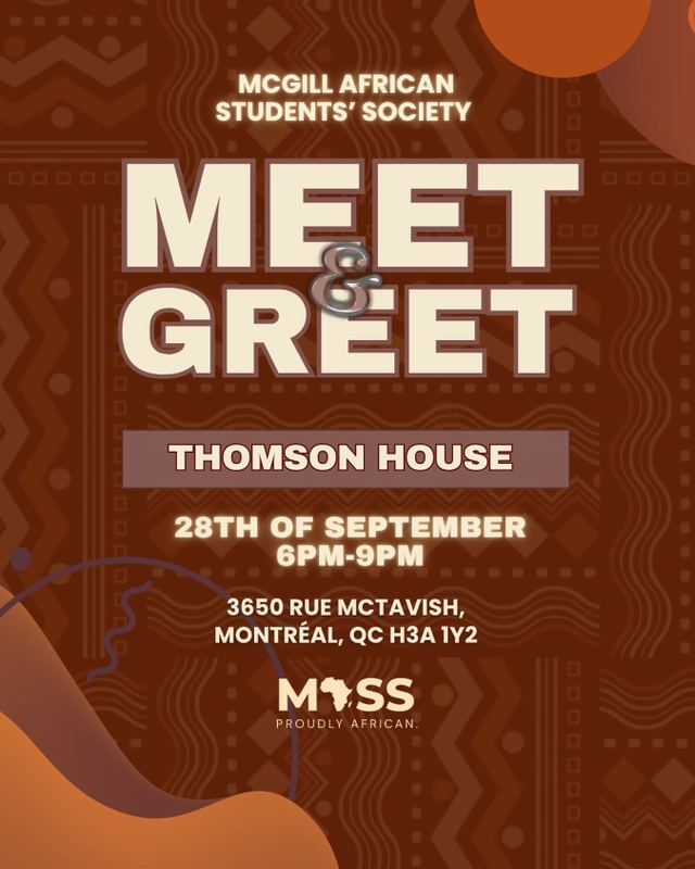 Meet & Greet, Mon, Sep 28, Thomson House