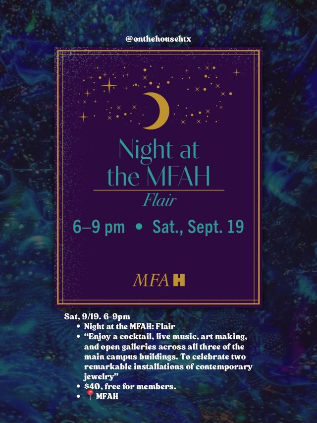 Night at the MFAH: Flair, Sat, Sep 19, MFAH