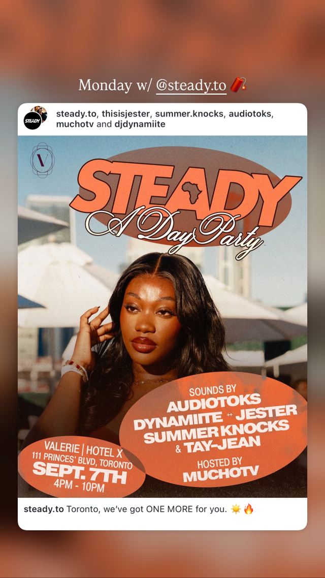 STEADY A Day Party, Mon, Sep 7, Valerie | Hotel X, Old Toronto