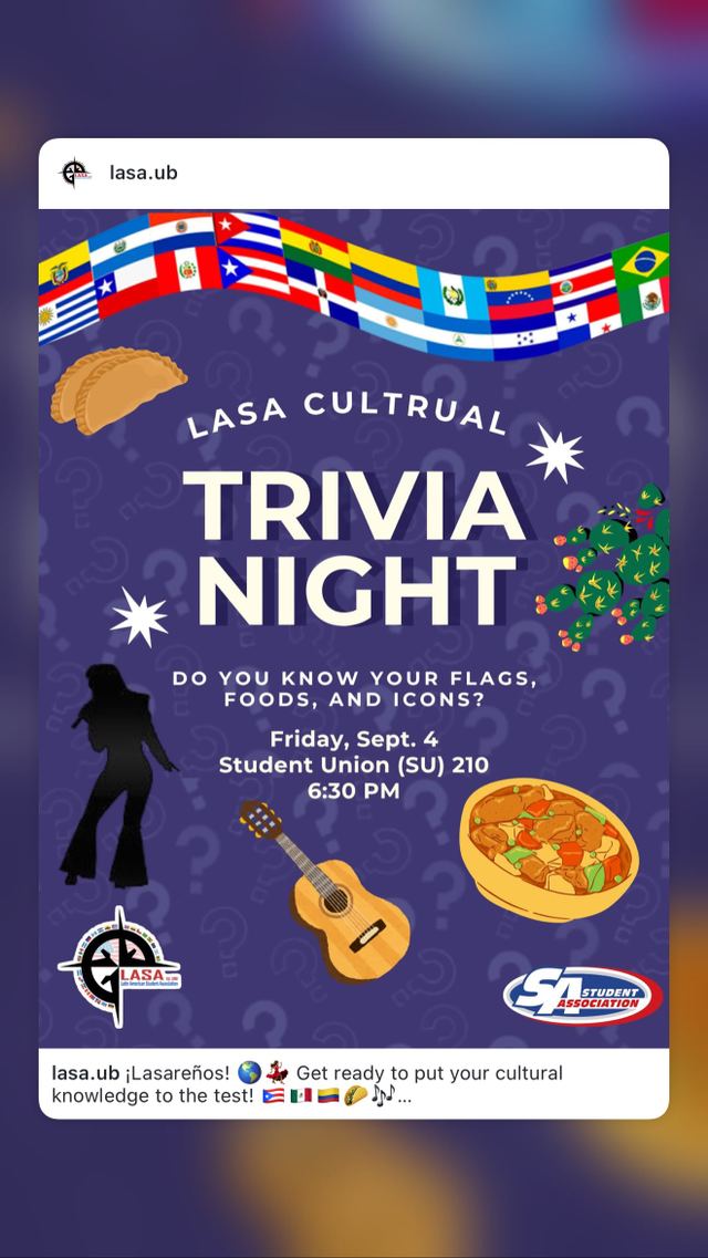 LASA CULTURAL TRIVIA NIGHT, Fri, Sep 4, Student Union 145, Getzville