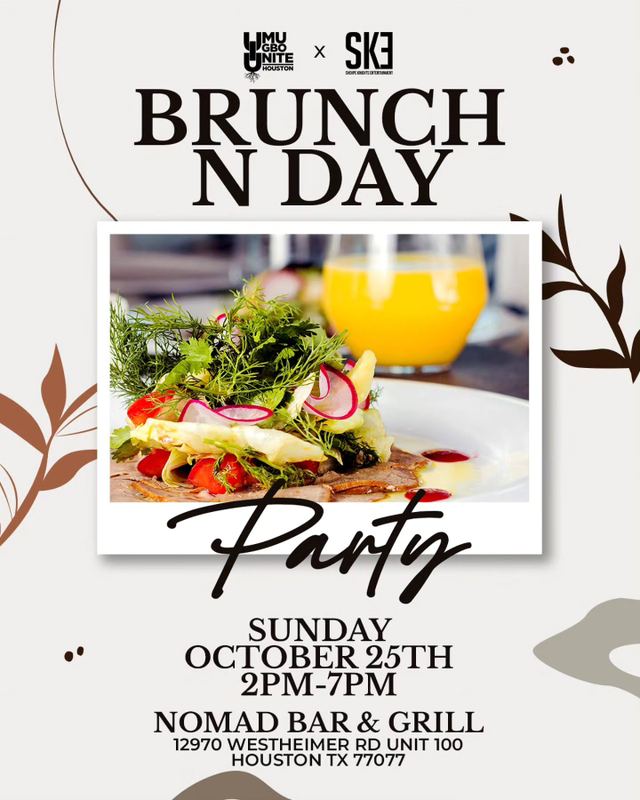 BRUNCH N DAY PARTY, Sun, Oct 25, Nomad Bar & Grill