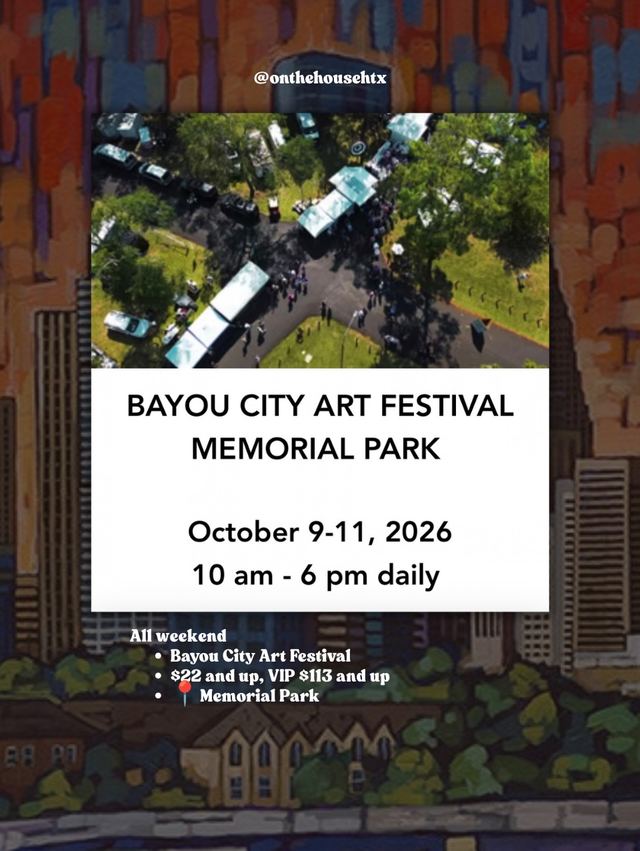 Bayou City Art Festival, Fri, Oct 9 – Sun, Oct 11, Memorial Park