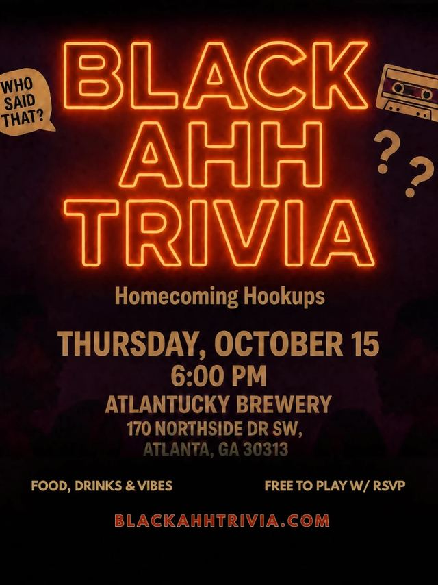 BLACK AHH TRIVIA: Homecoming Hookups, Thu, Oct 15, Atlantucky Brewery