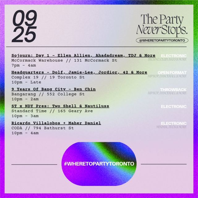 Ricardo Villalobos + Maher Daniel, Fri, Sep 25, CODA, Old Toronto