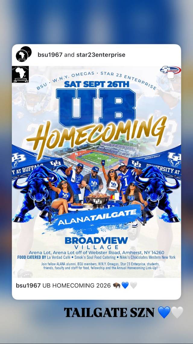 UB Homecoming Alana Tailgate, Sat, Sep 26, Broadview Village, Getzville
