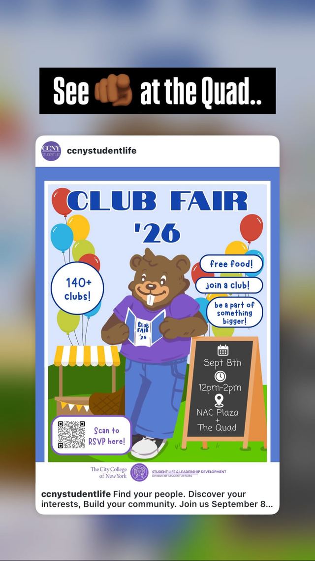 Club Fair '26, Tue, Sep 8, NAC Plaza + The Quad