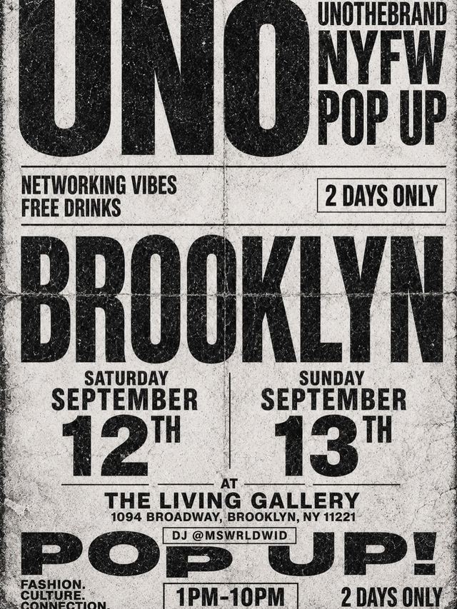 UNOTHEBRAND NYFW POP UP, Sun, Sep 13, The Living Gallery, Bushwick
