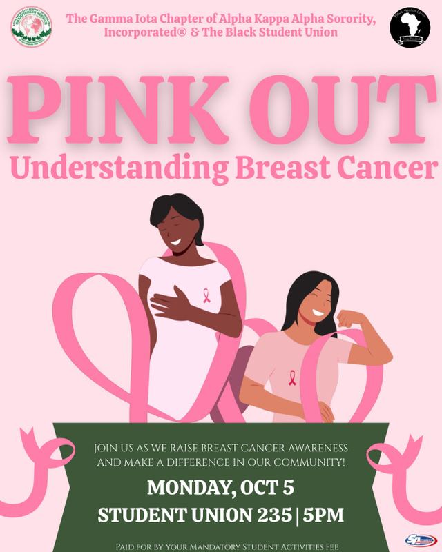 PINK OUT: Understanding Breast Cancer, Mon, Oct 5, Student Union 235