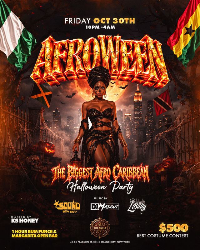 Afroween — the Biggest Afro-Caribbean Halloween Party, Fri, Oct 30, The Vault, Long Island City
