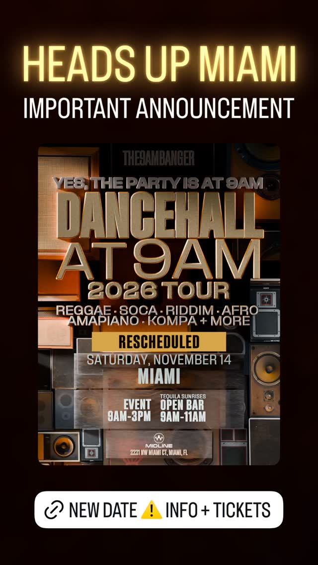 DANCEHALL AT 9AM 2026 TOUR, Sat, Nov 14, MIA