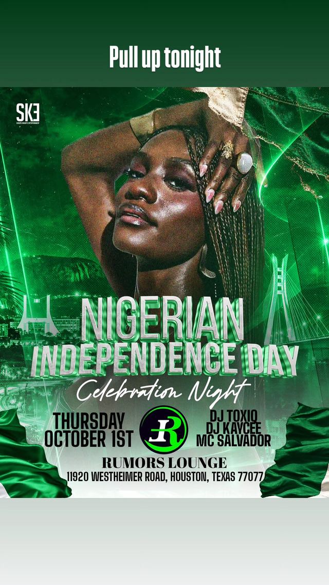 Nigerian Independence Day Celebration Night, Thu, Oct 1, Rumors Lounge