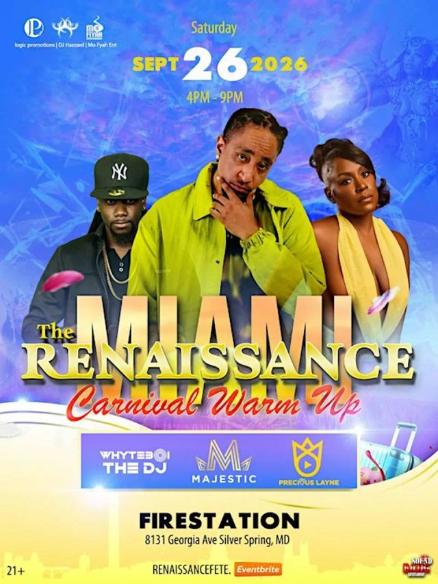 The Renaissance: Miami Carnival Warm up, Sat, Sep 26, The Fire Station 1 Restaurant & Bar