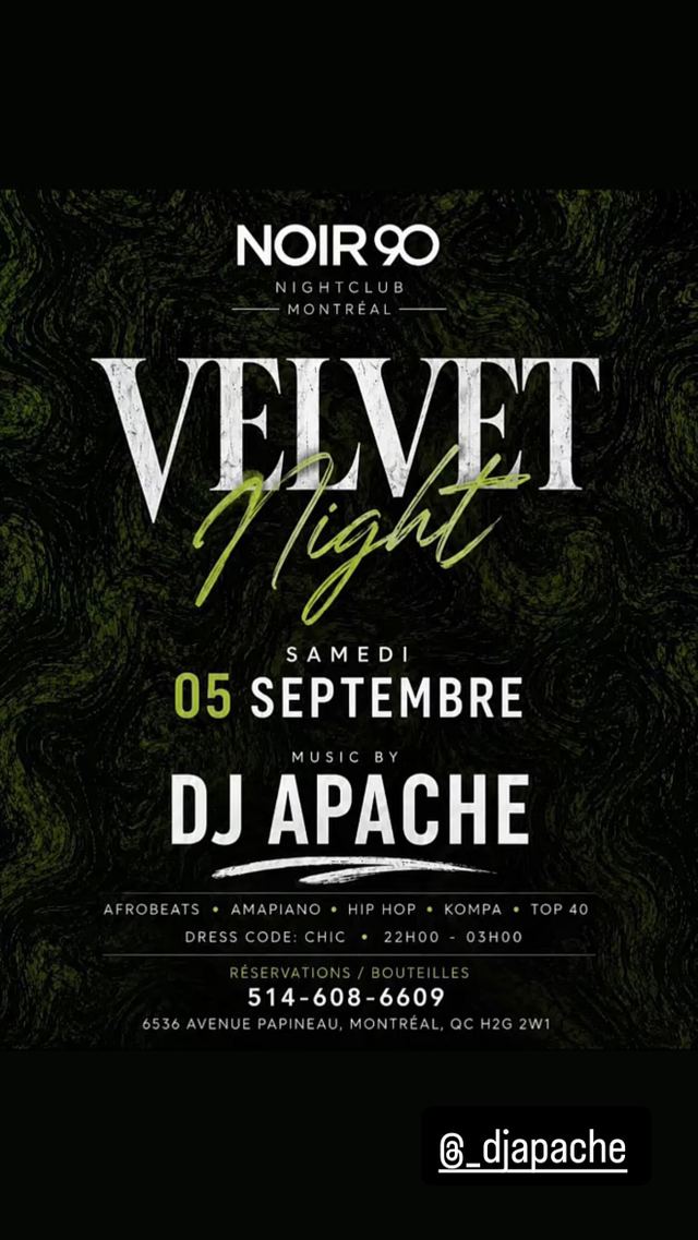 VELVET NIGHT, Sat, Sep 5, Noir 90 Nightclub, Rosemont-La Petite-Patrie