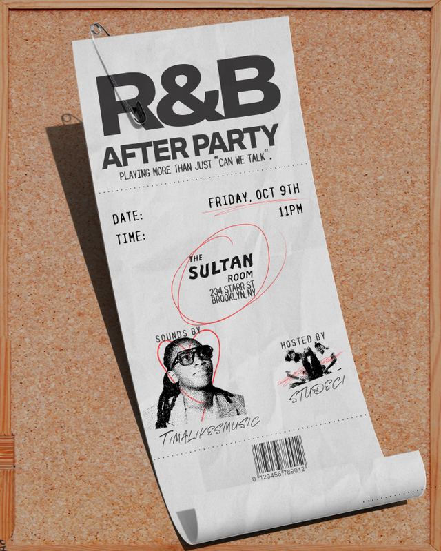 R&B AFTER PARTY, Fri, Oct 9, The Sultan Room, Bushwick