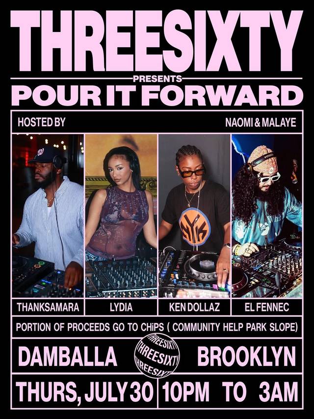 Pour It Forward, Thu, Jul 30, Damballa, Bushwick