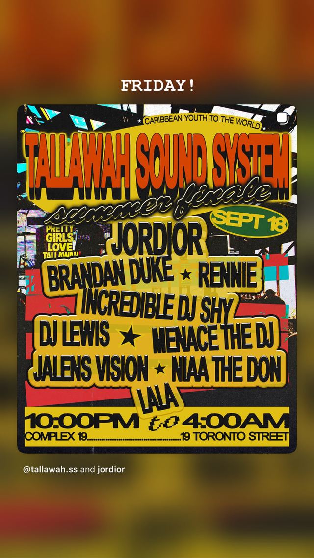 Tallawah Sound System Summer Finale, Fri, Sep 18, Complex 19, Old Toronto