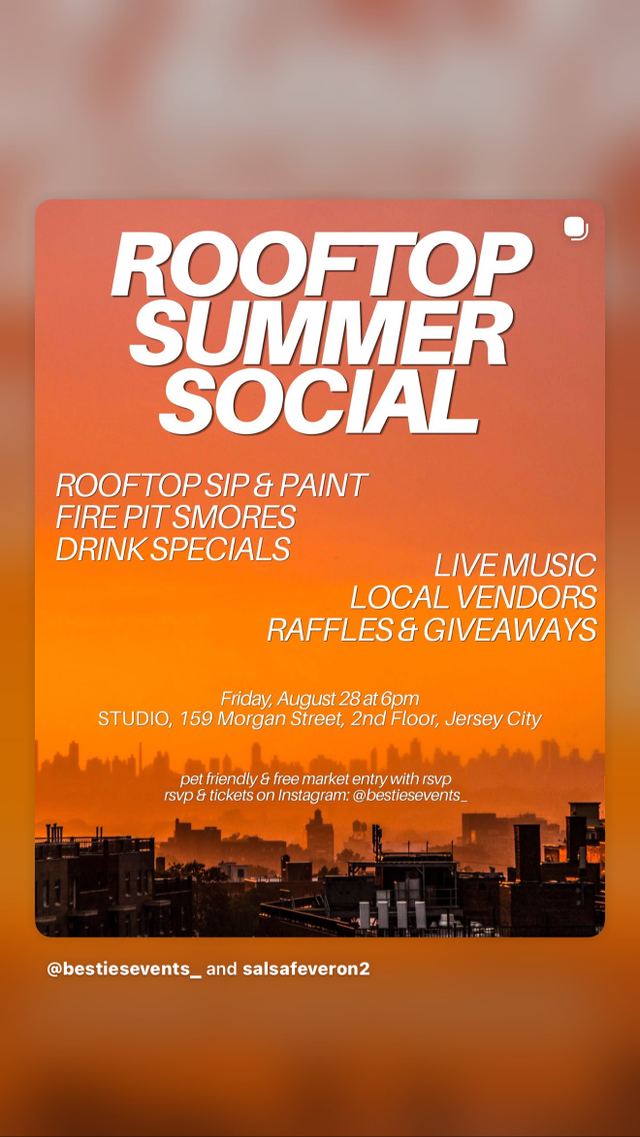 ROOFTOP SUMMER SOCIAL, Fri, Aug 28, STUDIO, West Side
