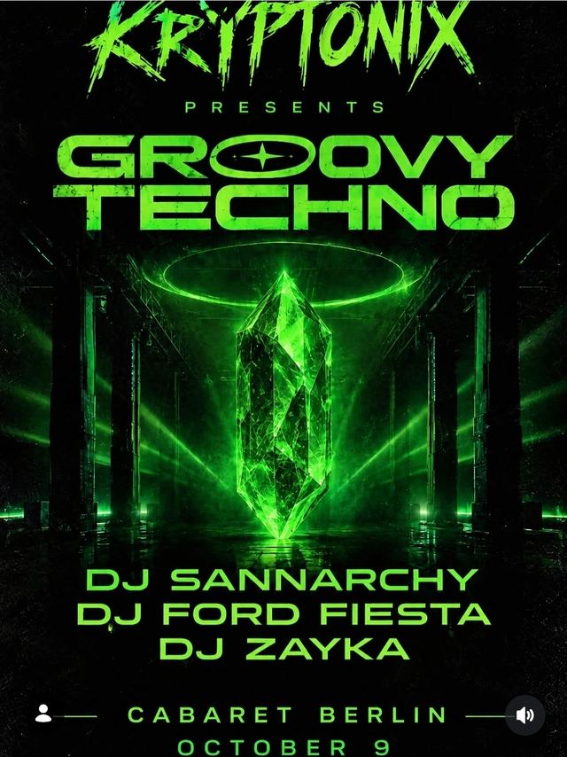 Kryptonix2026 presents Groovy Techno, Fri, Oct 9, Cabaret Berlin