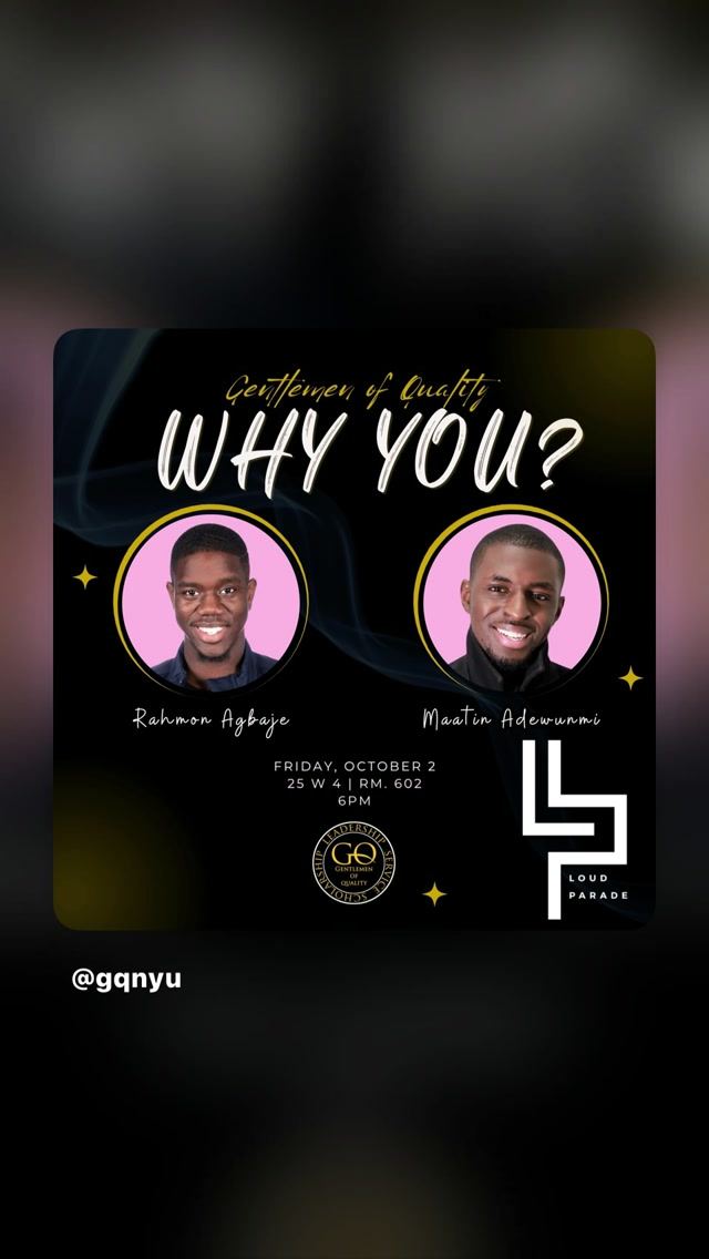 Gentlemen of Quality: WHY YOU?, Fri, Oct 2