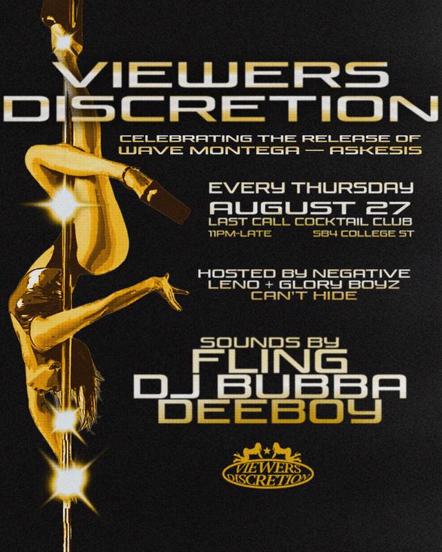VIEWERS DISCRETION, Thu, Aug 27, Last Call Cocktail Club