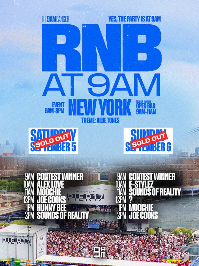RnB at 9AM New York, Sun, Sep 6, The Rooftop at Pier 17, Seaport District
