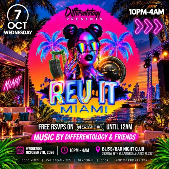 Rev It Miami, Through Oct 8, Bliss Bar & Nightclub
