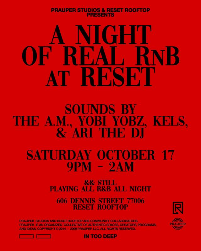 A NIGHT OF REAL RNB AT RESET, Sat, Oct 17, RESET ROOFTOP