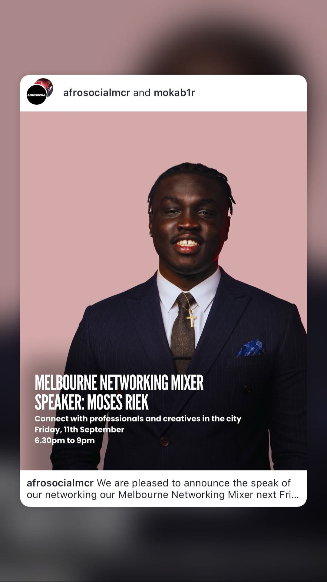 MELBOURNE NETWORKING MIXER SPEAKER: MOSES RIEK