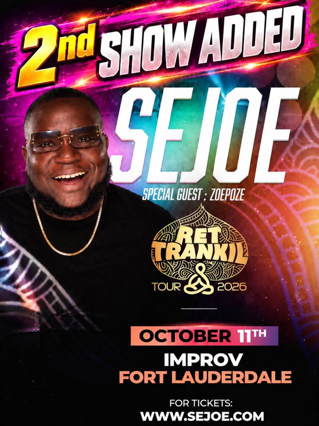 Sejoe: Retrankil Tour 2026, Sun, Oct 11, Improv Fort Lauderdale