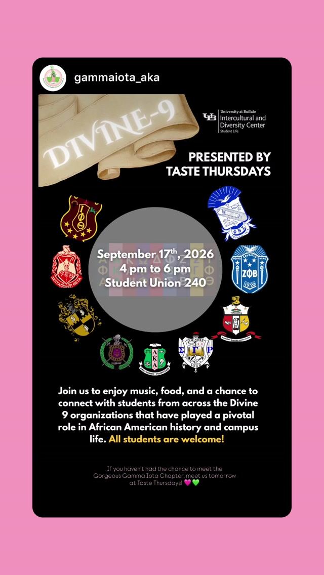 Divine-9, Thu, Sep 17, Student Union 145, Getzville
