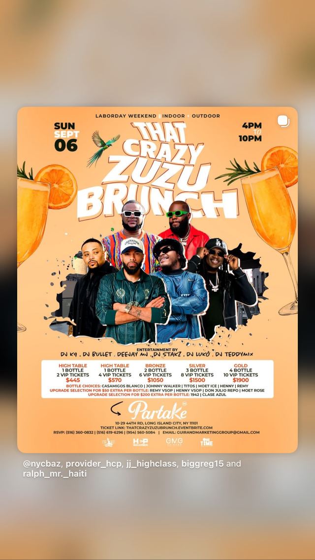 THAT CRAZY ZUZU BRUNCH, Sun, Sep 6, Partake, Long Island City
