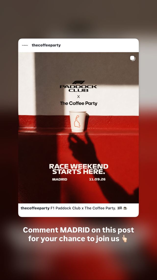 F1 Paddock Club x The Coffee Party, Mon, Nov 9