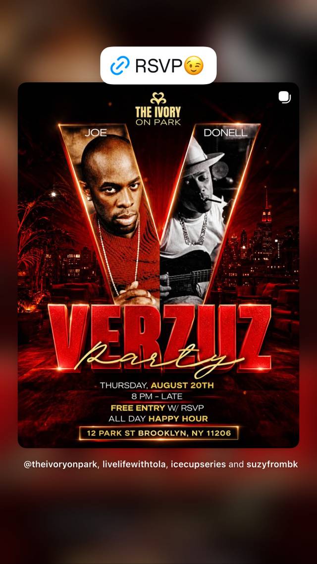 VERZUZ PARTY, Thu, Aug 20, The Ivory on Park, Brooklyn