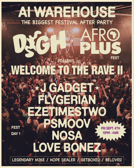 Dance & Go Home x Afro Plus: Welcome To The Rave II, Fri, Sep 4 – Mon, Sep 7, AI Warehouse, DC, Northeast Washington