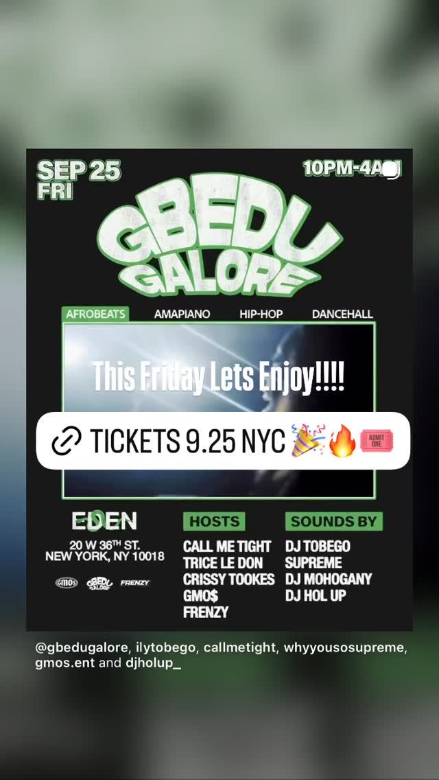 GBEDU GALORE, Fri, Sep 25, Eden, Midtown