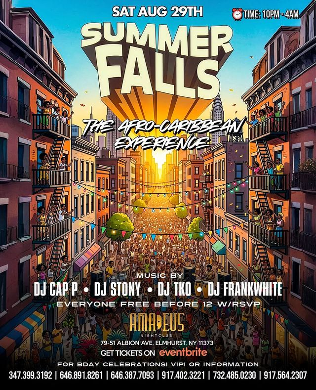 Summer Falls - the Afro-Caribbean Experience, Sat, Aug 29, Amadeus Nightclub, Elmhurst