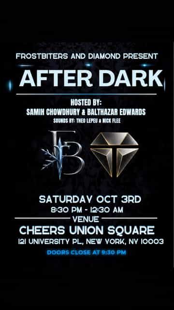 After Dark Party, Sat, Oct 3, Cheers Union Square, Union Square