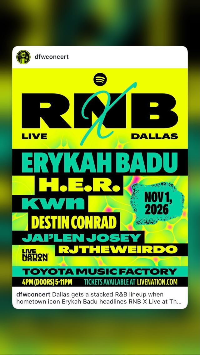 RNB X Live Dallas, Sun, Nov 1, Toyota Music Factory