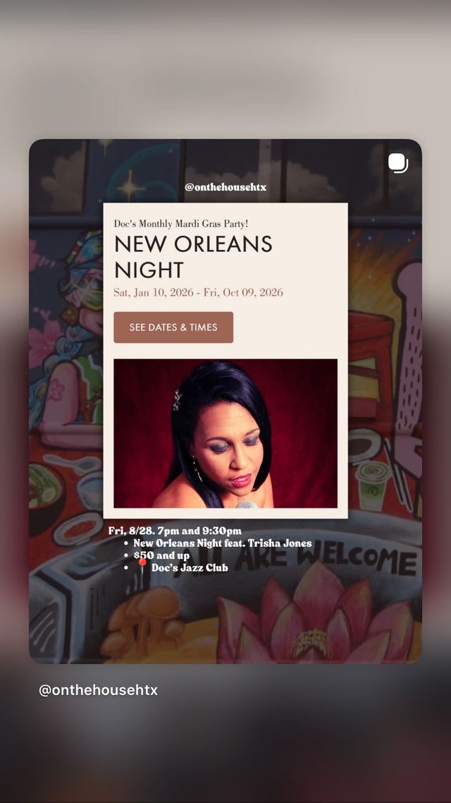 New Orleans Night, Fri, Aug 28, Doc's Jazz Club, Montrose