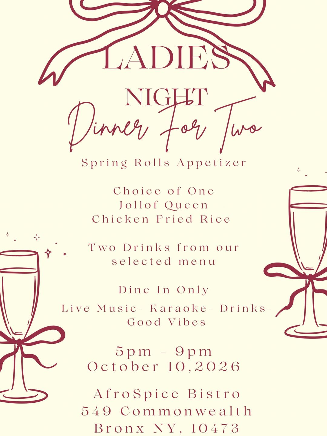 Ladies Night Dinner for Two