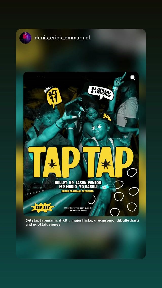 TAP TAP, Sat, Oct 17, Zey Zey, Little Haiti