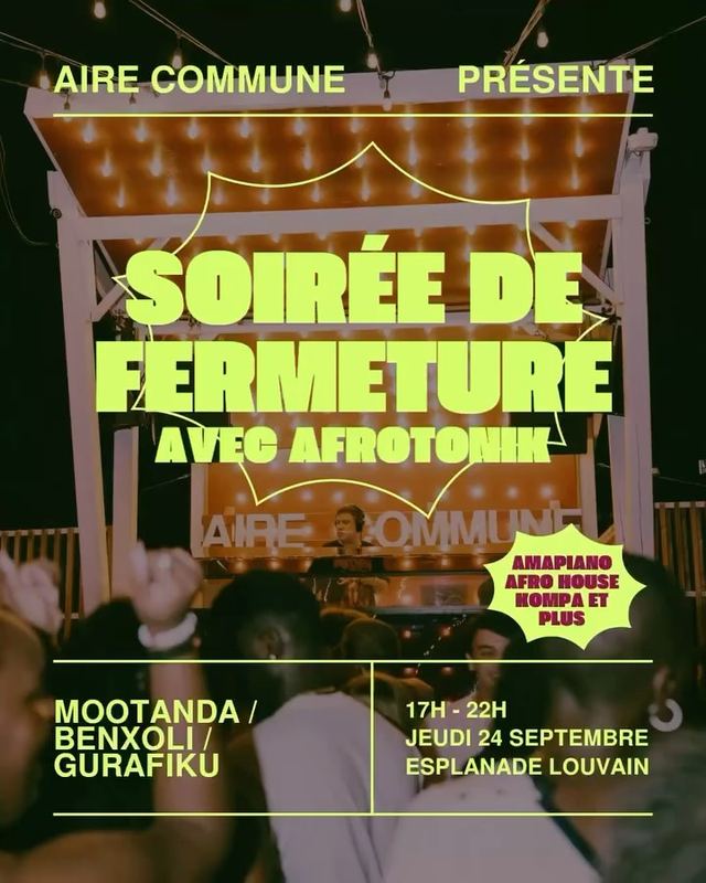 Soirée de Fermeture avec Afrotonik, Thu, Sep 24, Esplanade Louvain