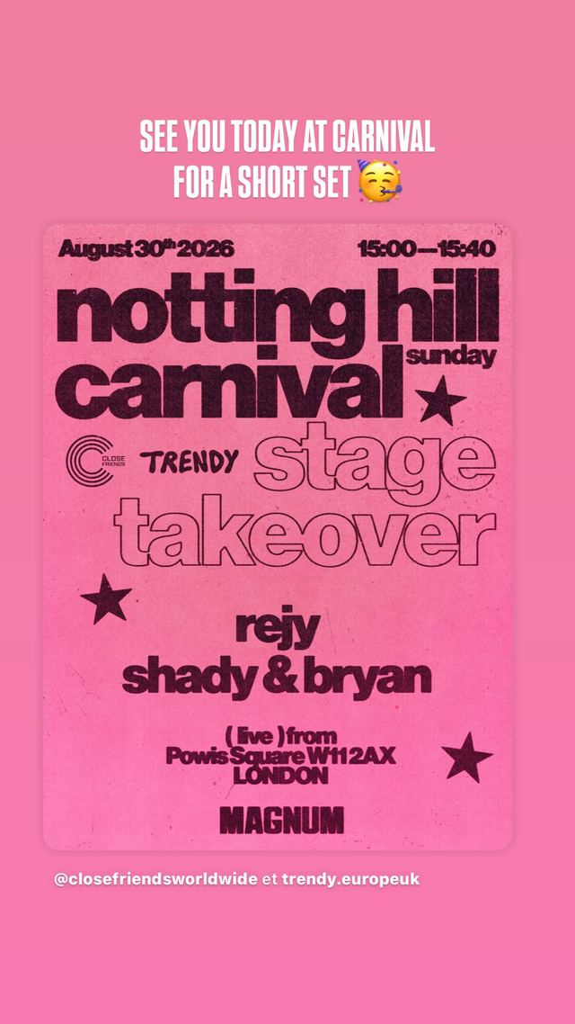 Notting Hill Carnival Trendy Stage Takeover, Sun, Aug 30, Powis Square, Notting Hill
