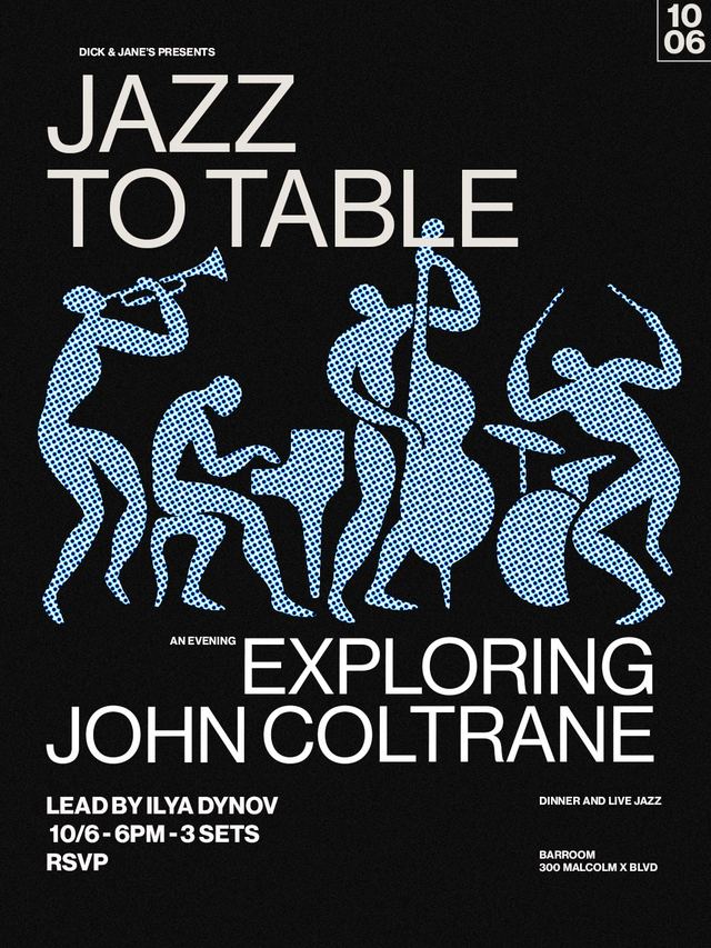 Jazz to Table: an Evening Exploring John Coltrane, Tue, Oct 6, Dick & Jane's Bar Room, Bed-Stuy
