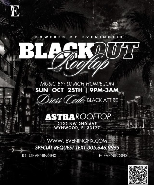 Blackout Rooftop, Sun, Oct 25, Astra Rooftop, Wynwood