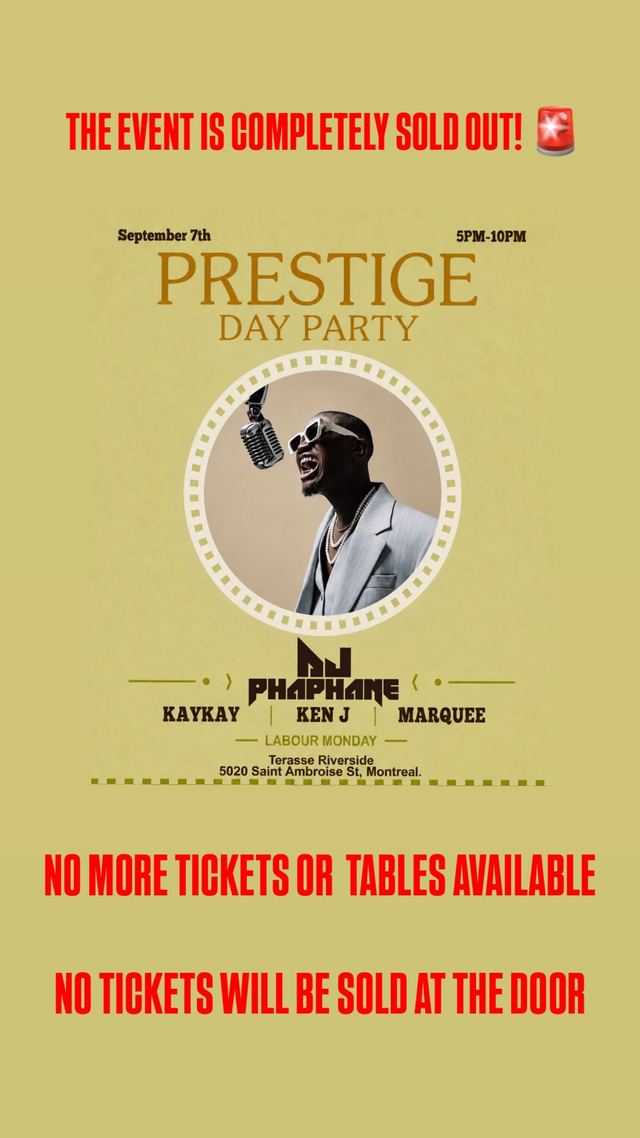 Prestige Day Party, Mon, Sep 7, Terasse Riverside, Southwest