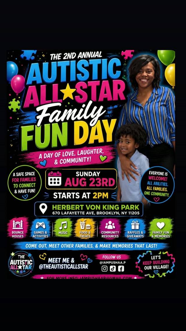 2nd Annual Autistic All Star Family Fun Day, Sun, Aug 23, Herbert Von King Park, Bed-Stuy