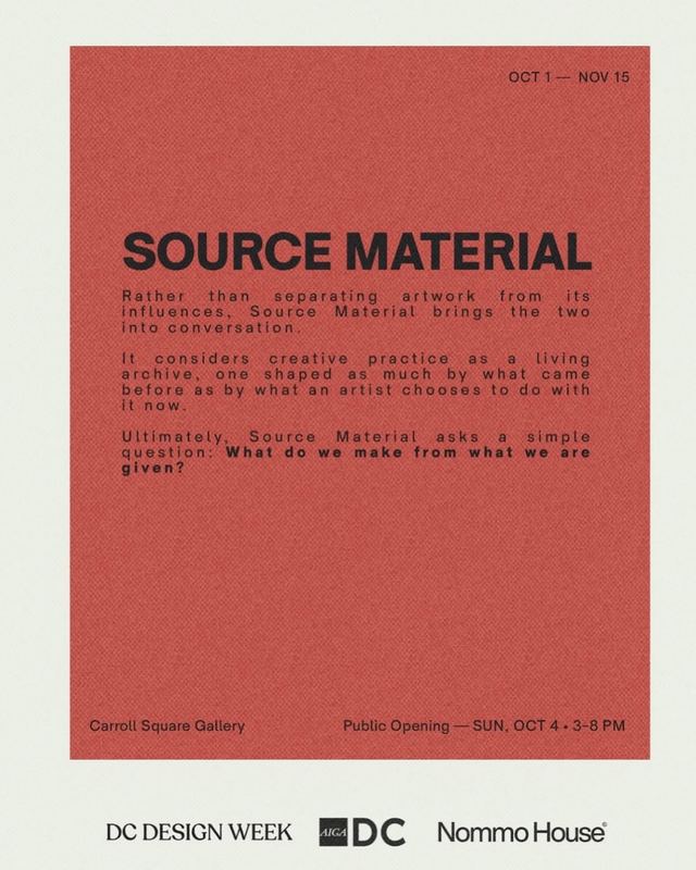 Source Material, Sun, Oct 4, Carroll Square Gallery