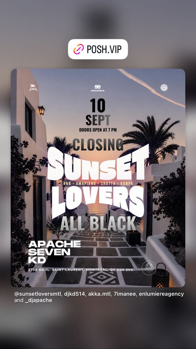 CLOSING SUNSET LOVERS, Thu, Sep 10, Terrasse Ciel Rose